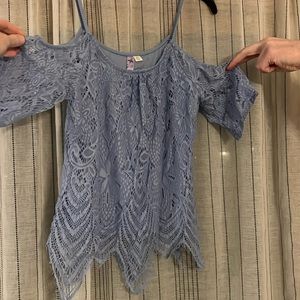 Light Blue, Off the Shoulder Lace Top, size/ XS